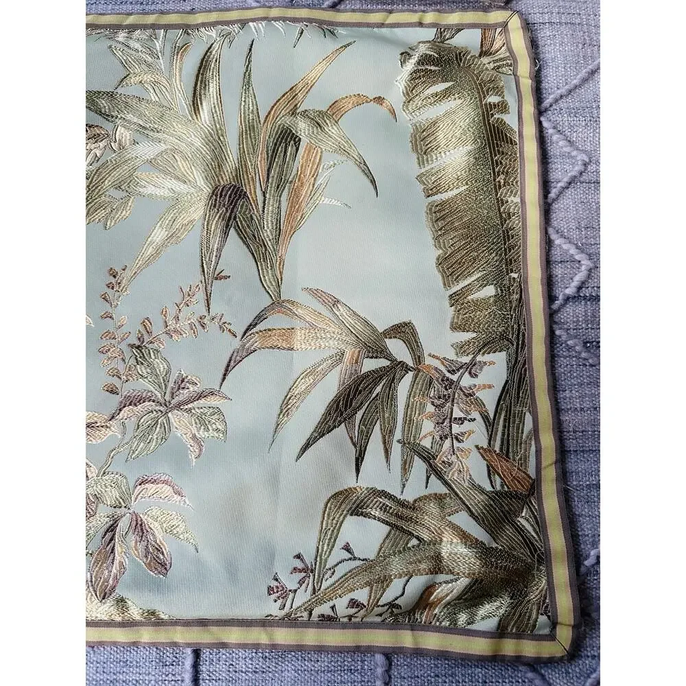 Pillow Shams Pair Green Tropical Floral Botanical chinoiserie Raymond Waites